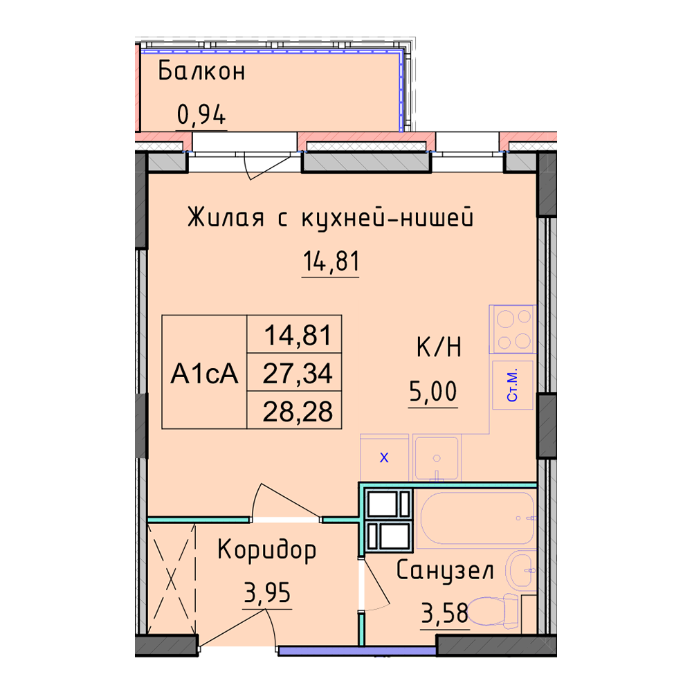студии и 1-комнатные